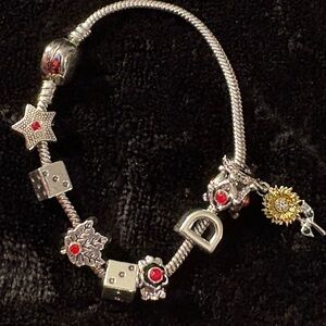Charms-For bracelets (4) Silver like Red Ruby light like stones, beautiful Red